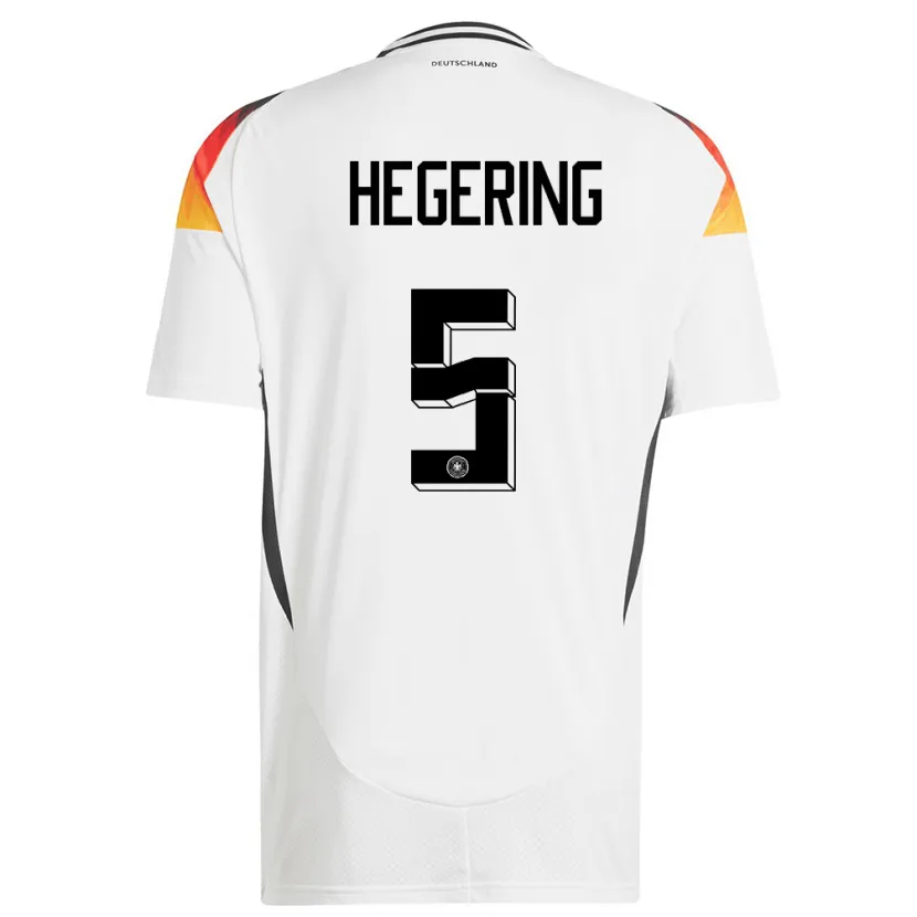 Danxen Hombre Camiseta Alemania Marina Hegering #5 Blanco 1ª Equipación 24-26 La Camisa