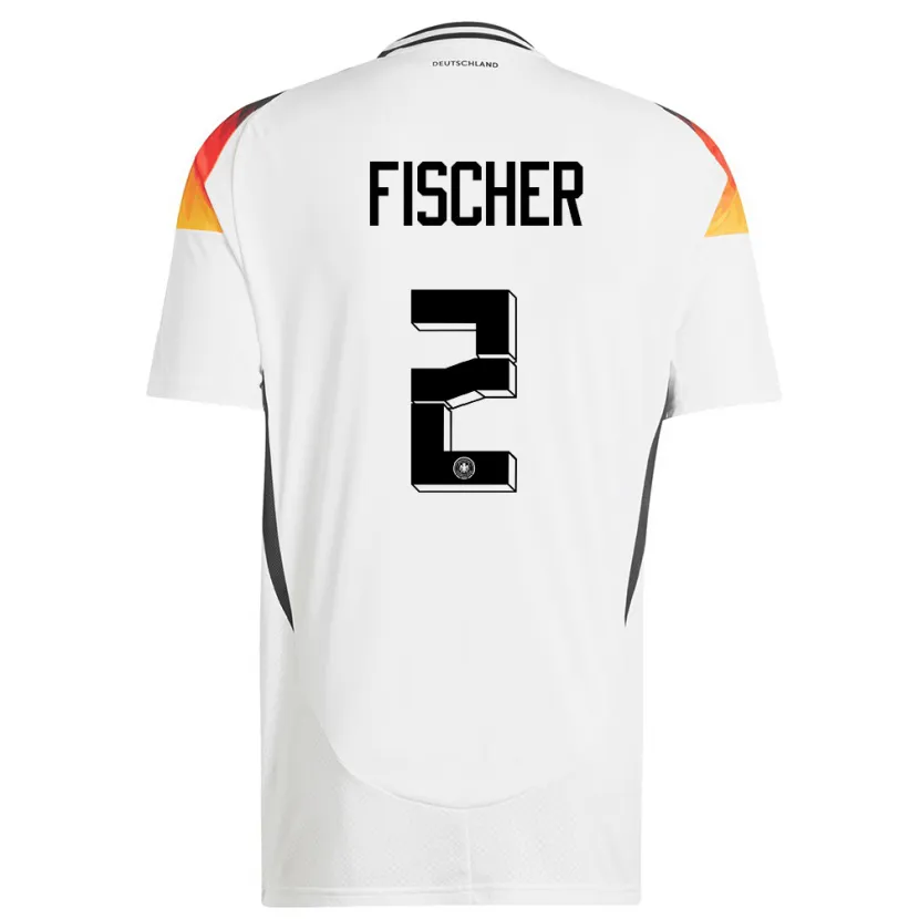 Danxen Hombre Camiseta Alemania Kilian Fischer #2 Blanco 1ª Equipación 24-26 La Camisa
