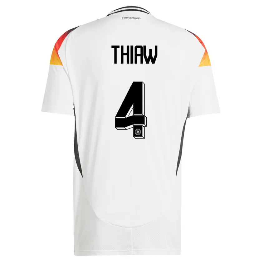 Danxen Hombre Camiseta Alemania Malick Thiaw #4 Blanco 1ª Equipación 24-26 La Camisa