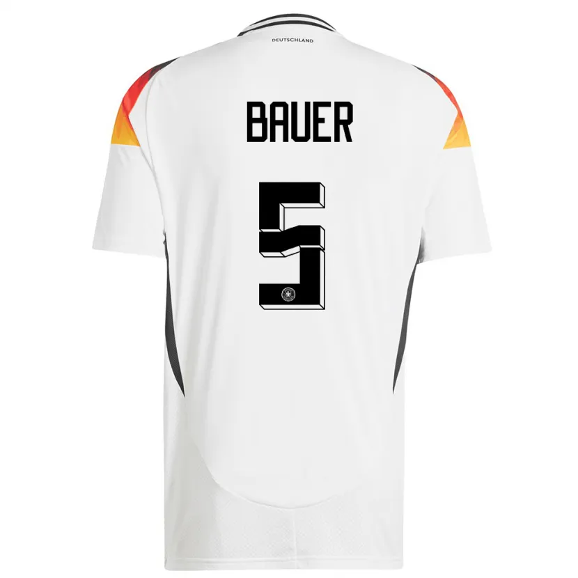 Danxen Hombre Camiseta Alemania Maximilian Bauer #5 Blanco 1ª Equipación 24-26 La Camisa