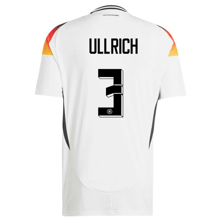 Danxen Hombre Camiseta Alemania Lukas Ullrich #3 Blanco 1ª Equipación 24-26 La Camisa
