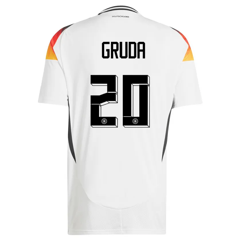 Danxen Hombre Camiseta Alemania Brajan Gruda #20 Blanco 1ª Equipación 24-26 La Camisa