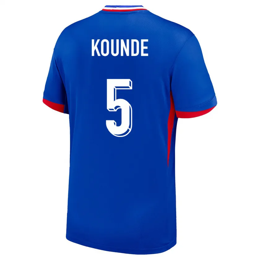 Danxen Hombre Camiseta Francia Jules Kounde #5 Azul 1ª Equipación 24-26 La Camisa
