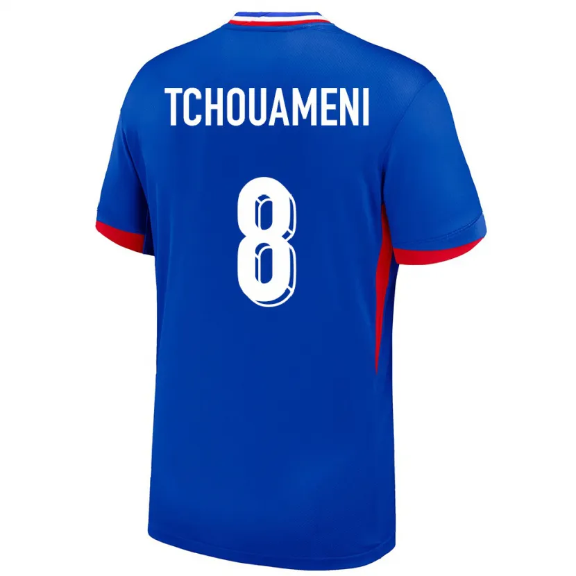 Danxen Hombre Camiseta Francia Aurelien Tchouameni #8 Azul 1ª Equipación 24-26 La Camisa