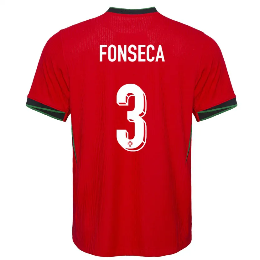 Danxen Hombre Camiseta Portugal Joao Fonseca #3 Rojo 1ª Equipación 24-26 La Camisa