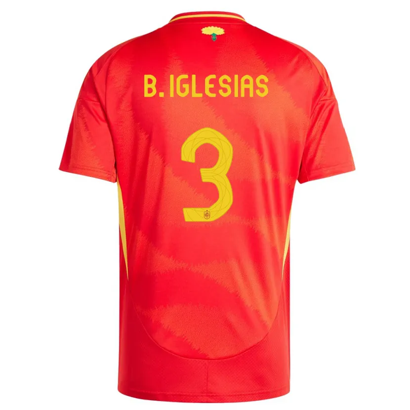Danxen Hombre Camiseta España Borja Iglesias #3 Rojo 1ª Equipación 24-26 La Camisa