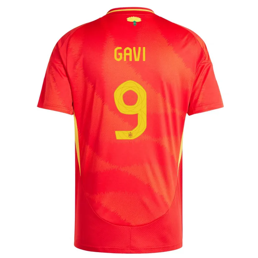 Danxen Hombre Camiseta España Gavi #9 Rojo 1ª Equipación 24-26 La Camisa