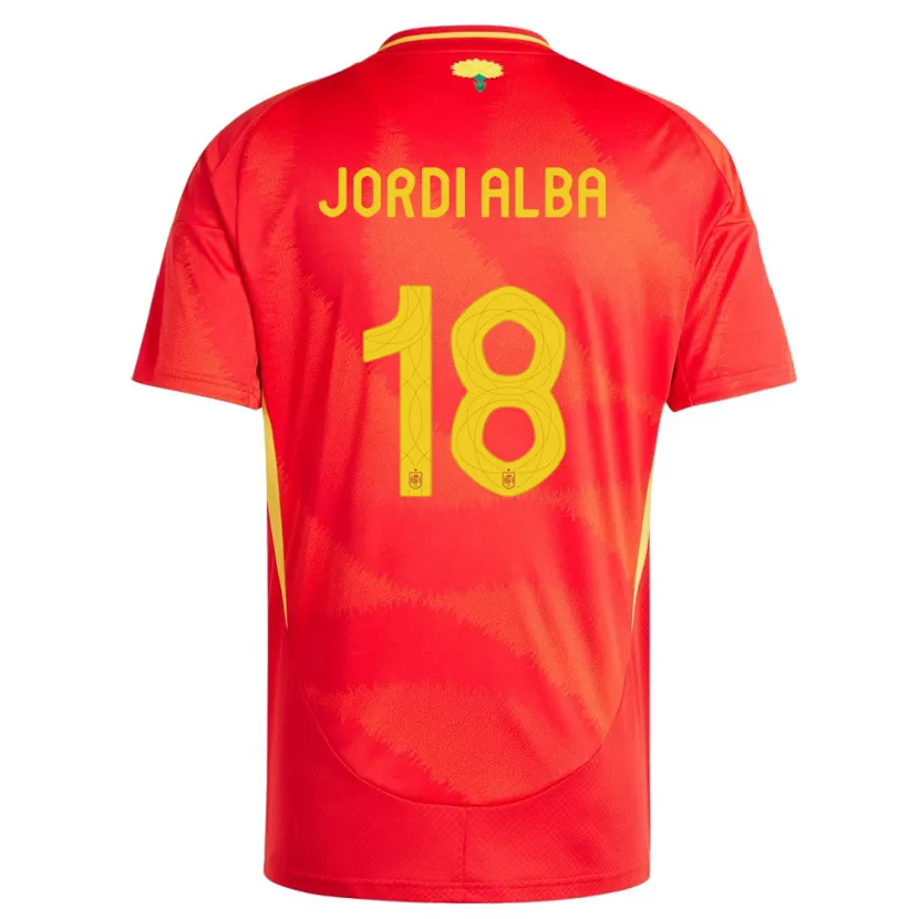 Danxen Hombre Camiseta España Jordi Alba #18 Rojo 1ª Equipación 24-26 La Camisa