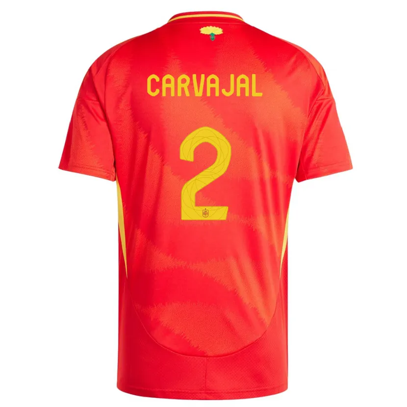 Danxen Hombre Camiseta España Daniel Carvajal #2 Rojo 1ª Equipación 24-26 La Camisa