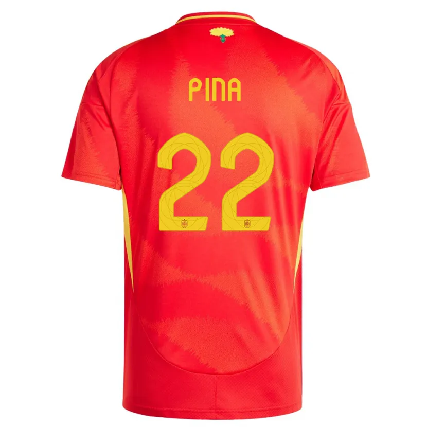 Danxen Hombre Camiseta España Claudia Pina #22 Rojo 1ª Equipación 24-26 La Camisa
