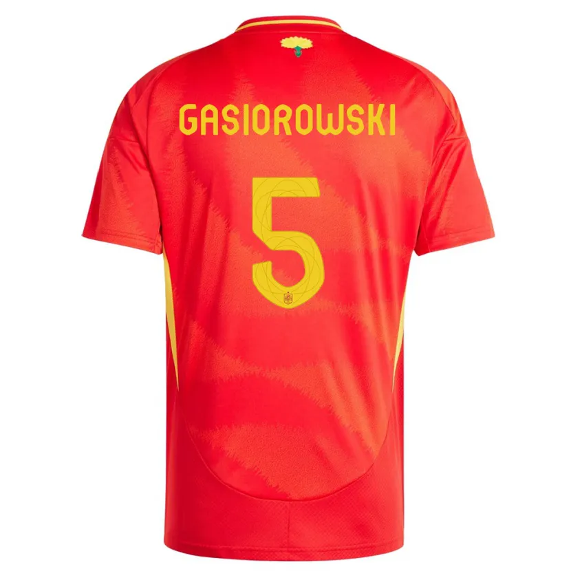 Danxen Hombre Camiseta España Yarek Gasiorowski #5 Rojo 1ª Equipación 24-26 La Camisa