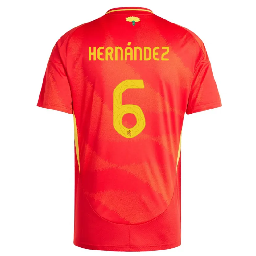 Danxen Hombre Camiseta España Gerard Hernandez #6 Rojo 1ª Equipación 24-26 La Camisa