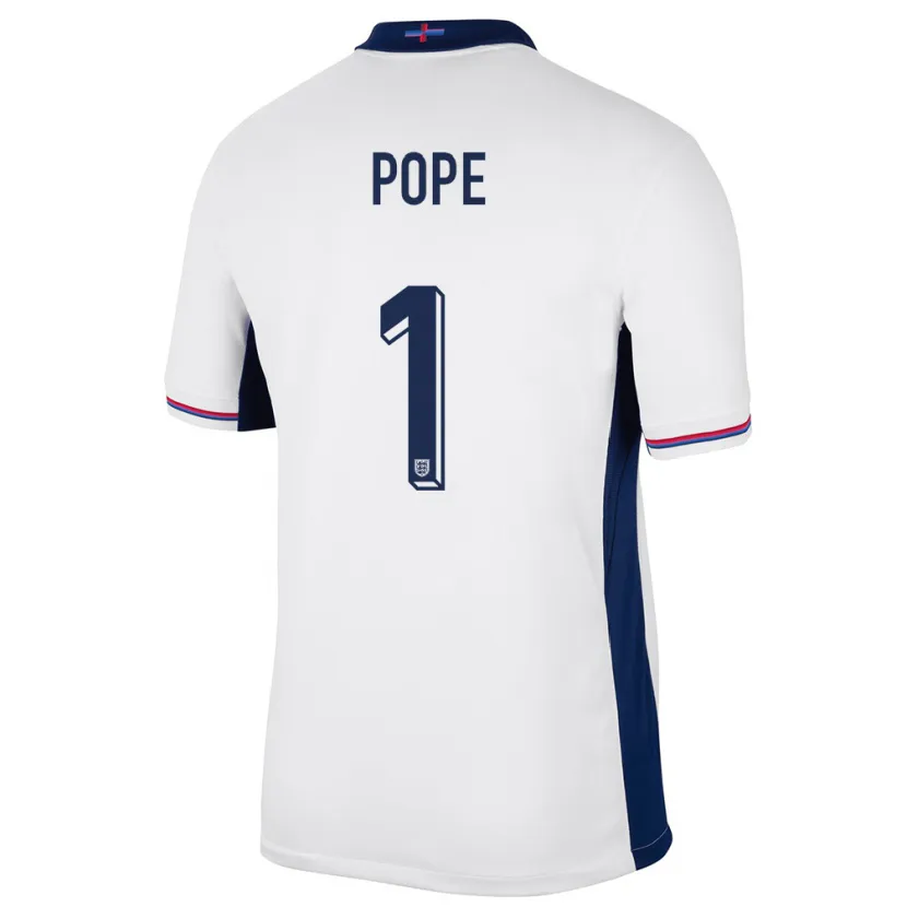 Danxen Hombre Camiseta Inglaterra Nick Pope #1 Blanco 1ª Equipación 24-26 La Camisa