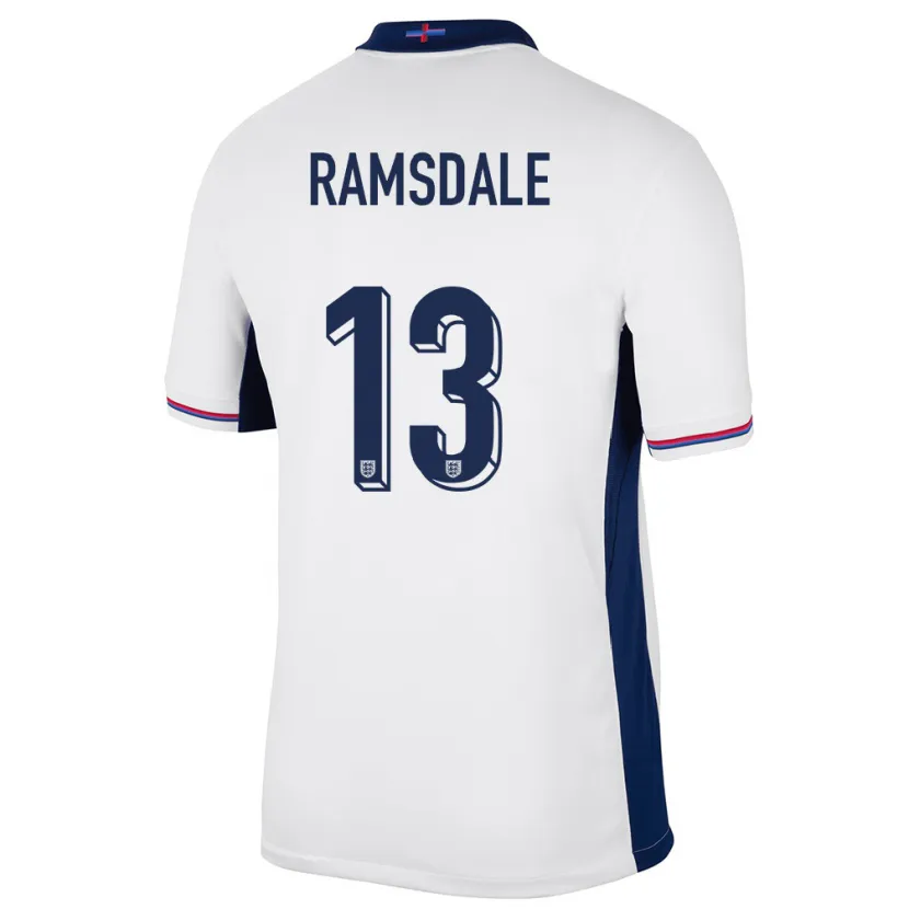 Danxen Hombre Camiseta Inglaterra Aaron Ramsdale #13 Blanco 1ª Equipación 24-26 La Camisa