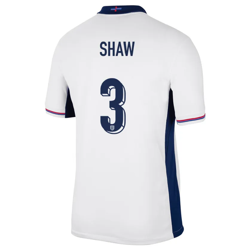 Danxen Hombre Camiseta Inglaterra Luke Shaw #3 Blanco 1ª Equipación 24-26 La Camisa