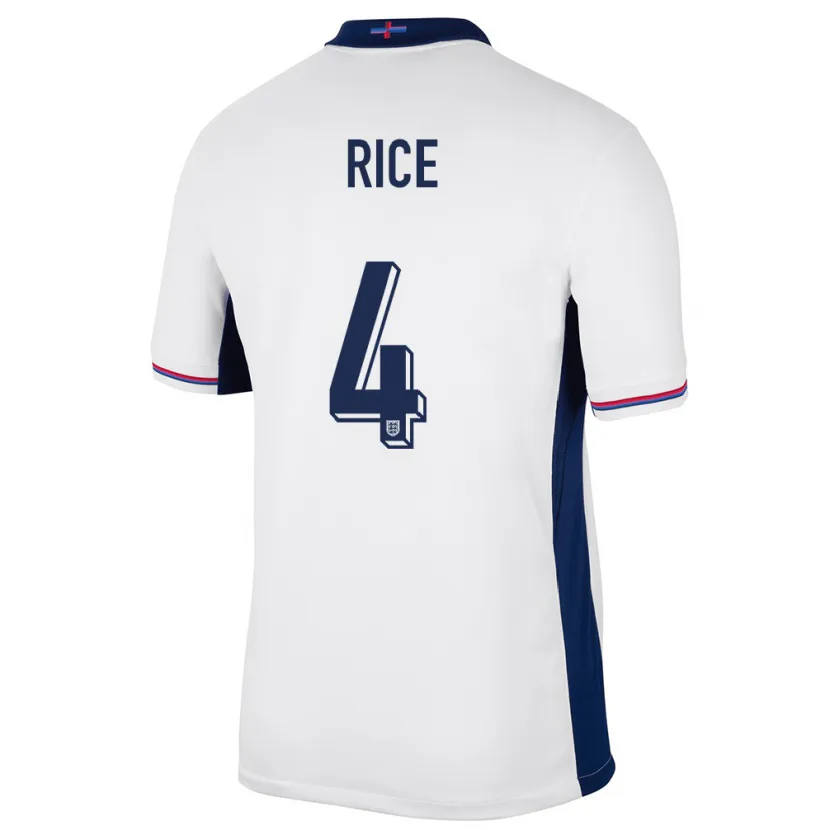 Danxen Hombre Camiseta Inglaterra Declan Rice #4 Blanco 1ª Equipación 24-26 La Camisa