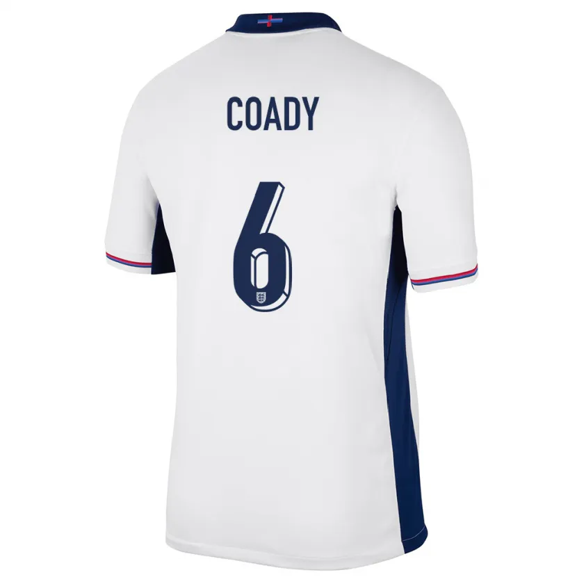 Danxen Hombre Camiseta Inglaterra Conor Coady #6 Blanco 1ª Equipación 24-26 La Camisa