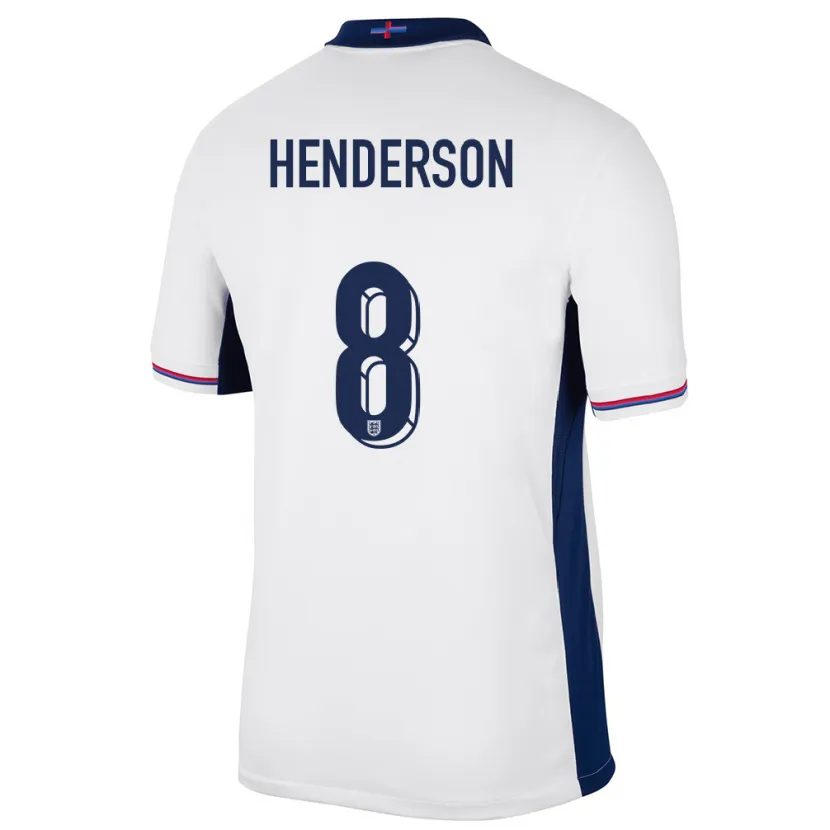 Danxen Hombre Camiseta Inglaterra Jordan Henderson #8 Blanco 1ª Equipación 24-26 La Camisa