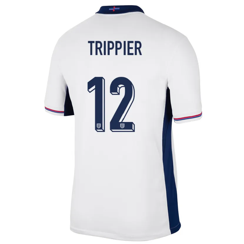 Danxen Hombre Camiseta Inglaterra Kieran Trippier #12 Blanco 1ª Equipación 24-26 La Camisa