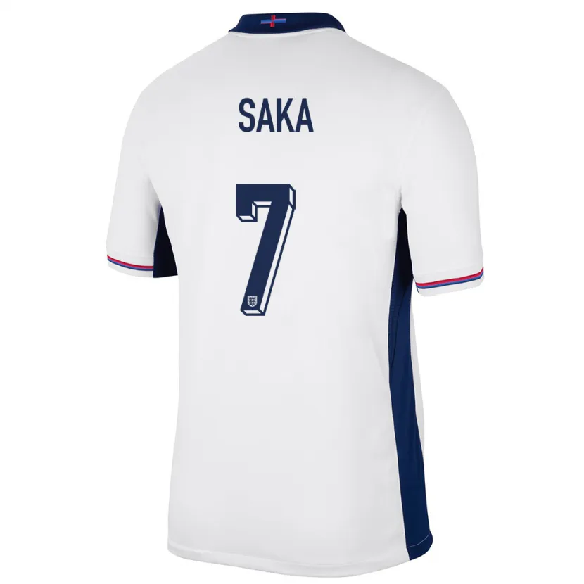 Danxen Hombre Camiseta Inglaterra Bukayo Saka #7 Blanco 1ª Equipación 24-26 La Camisa
