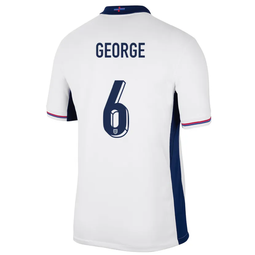 Danxen Hombre Camiseta Inglaterra Gabby George #6 Blanco 1ª Equipación 24-26 La Camisa
