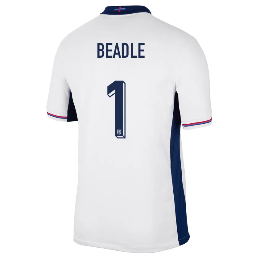 Danxen Hombre Camiseta Inglaterra James Beadle #1 Blanco 1ª Equipación 24-26 La Camisa