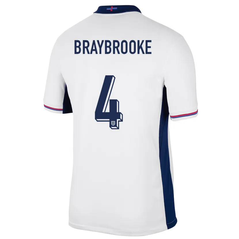Danxen Hombre Camiseta Inglaterra Samuel Braybrooke #4 Blanco 1ª Equipación 24-26 La Camisa