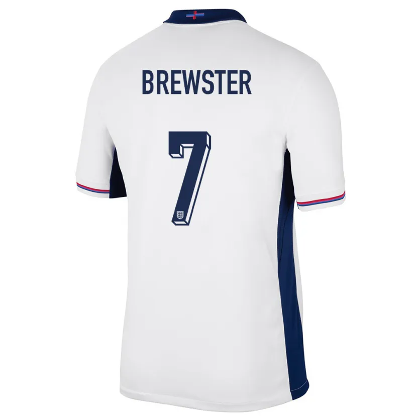 Danxen Hombre Camiseta Inglaterra Rhian Brewster #7 Blanco 1ª Equipación 24-26 La Camisa