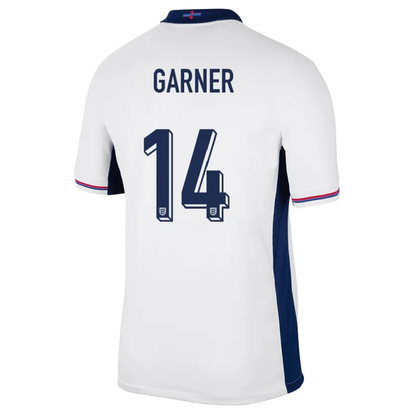 Danxen Hombre Camiseta Inglaterra James Garner #14 Blanco 1ª Equipación 24-26 La Camisa