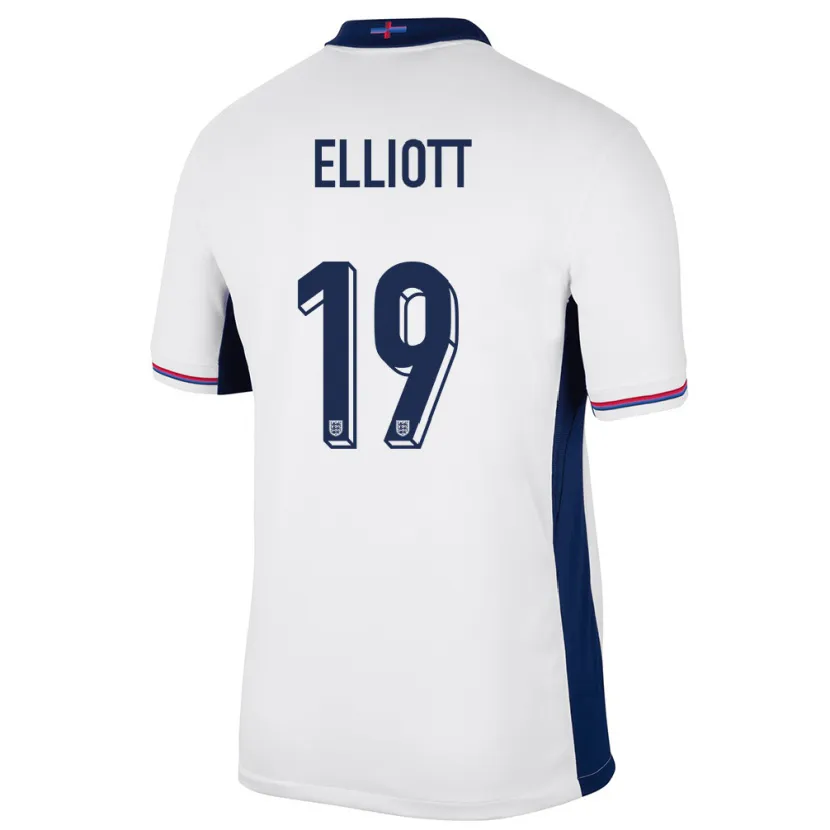 Danxen Hombre Camiseta Inglaterra Harvey Elliott #19 Blanco 1ª Equipación 24-26 La Camisa