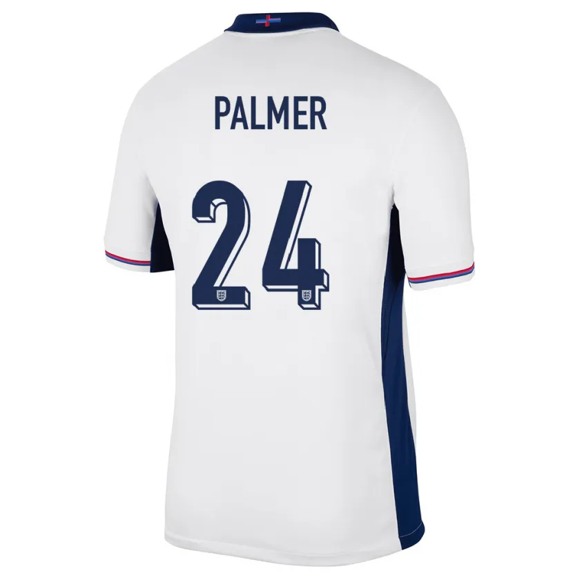 Danxen Hombre Camiseta Inglaterra Cole Palmer #24 Blanco 1ª Equipación 24-26 La Camisa