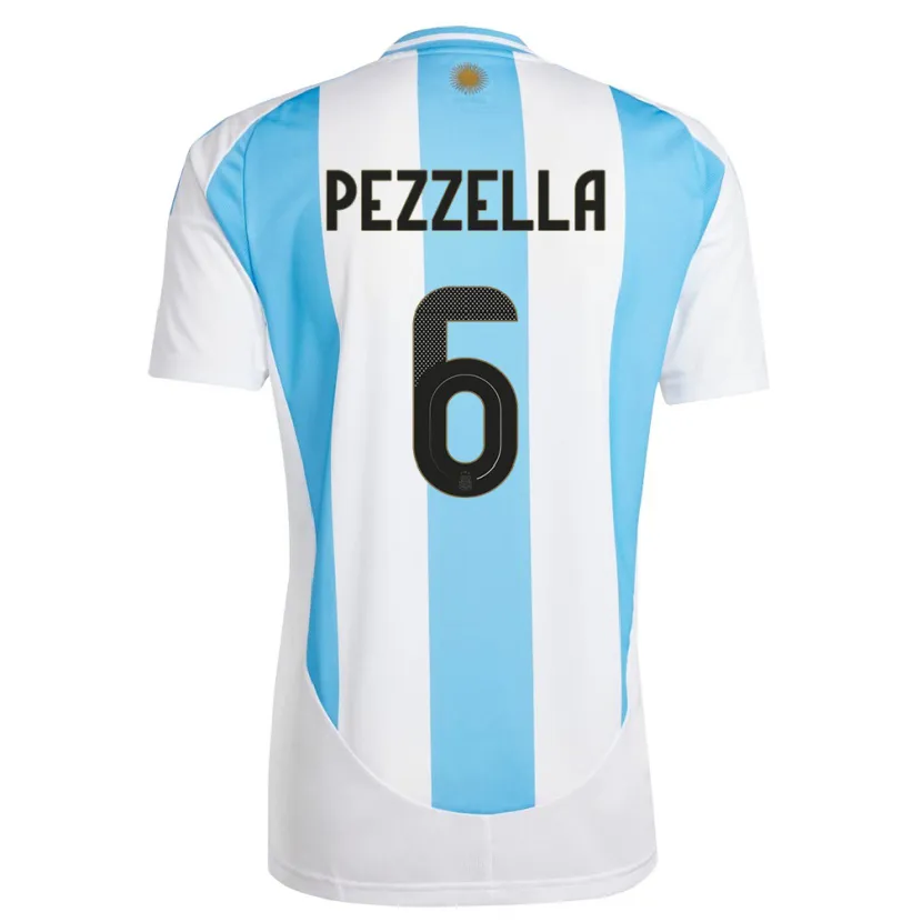Danxen Hombre Camiseta Argentina German Pezzella #6 Blanco Azul 1ª Equipación 24-26 La Camisa
