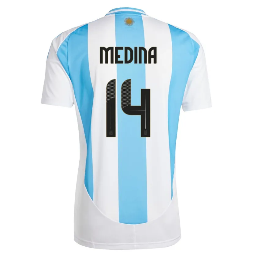 Danxen Hombre Camiseta Argentina Facundo Medina #14 Blanco Azul 1ª Equipación 24-26 La Camisa