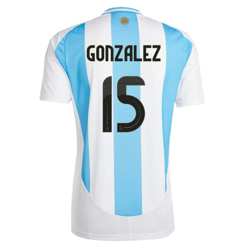 Danxen Hombre Camiseta Argentina Nicolas Gonzalez #15 Blanco Azul 1ª Equipación 24-26 La Camisa