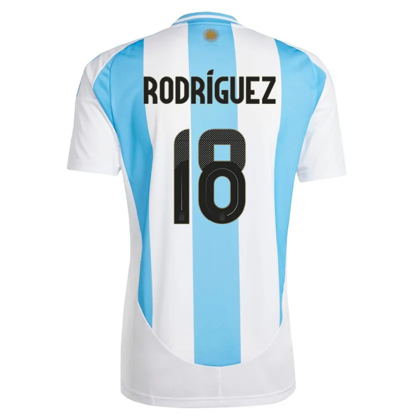Danxen Hombre Camiseta Argentina Guido Rodriguez #18 Blanco Azul 1ª Equipación 24-26 La Camisa