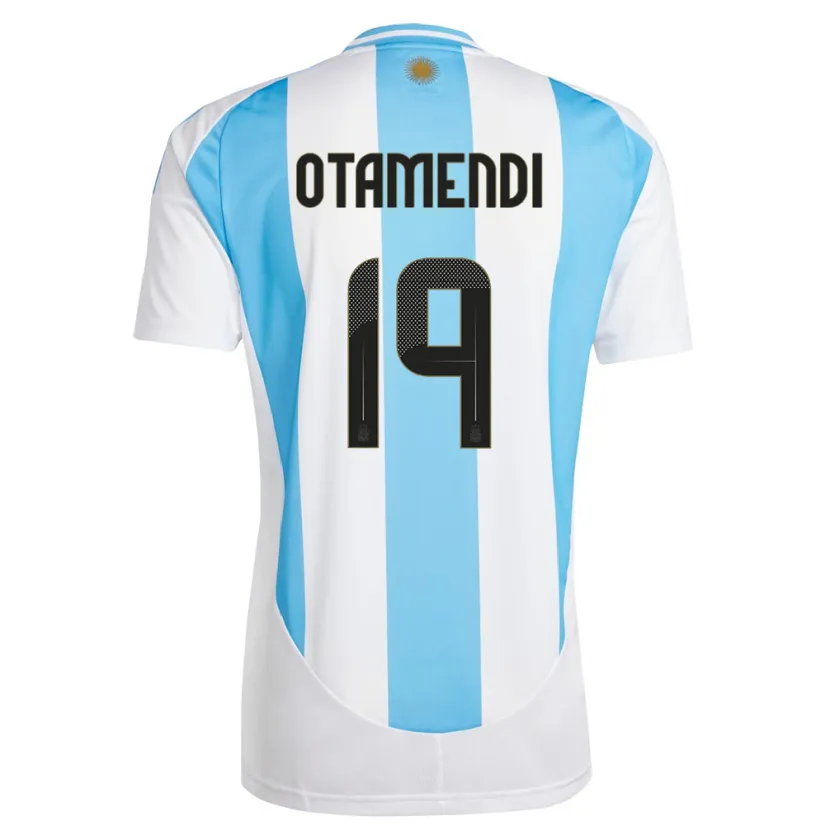 Danxen Hombre Camiseta Argentina Nicolas Otamendi #19 Blanco Azul 1ª Equipación 24-26 La Camisa