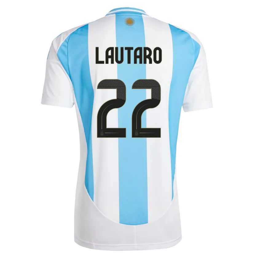 Danxen Hombre Camiseta Argentina Lautaro Martinez #22 Blanco Azul 1ª Equipación 24-26 La Camisa