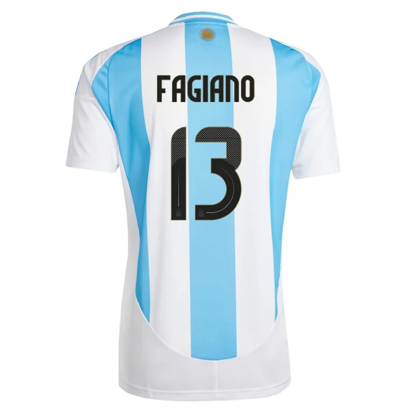 Danxen Hombre Camiseta Argentina Paloma Fagiano #13 Blanco Azul 1ª Equipación 24-26 La Camisa