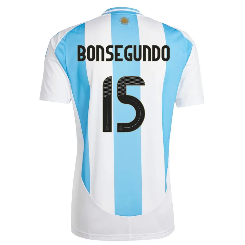 Danxen Hombre Camiseta Argentina Florencia Bonsegundo #15 Blanco Azul 1ª Equipación 24-26 La Camisa