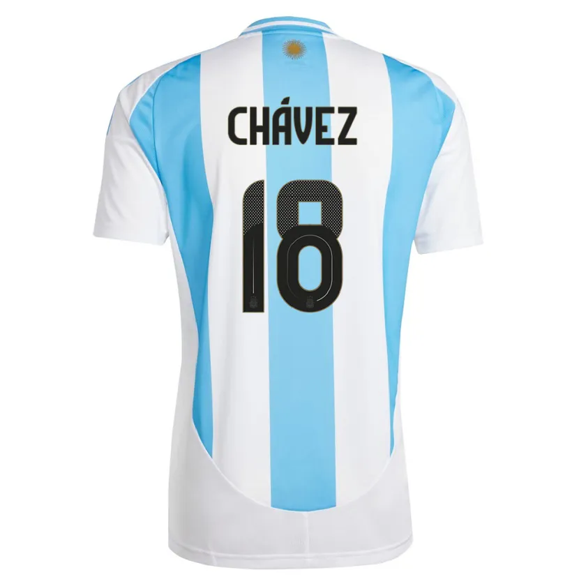 Danxen Hombre Camiseta Argentina Gabriela Chavez #18 Blanco Azul 1ª Equipación 24-26 La Camisa