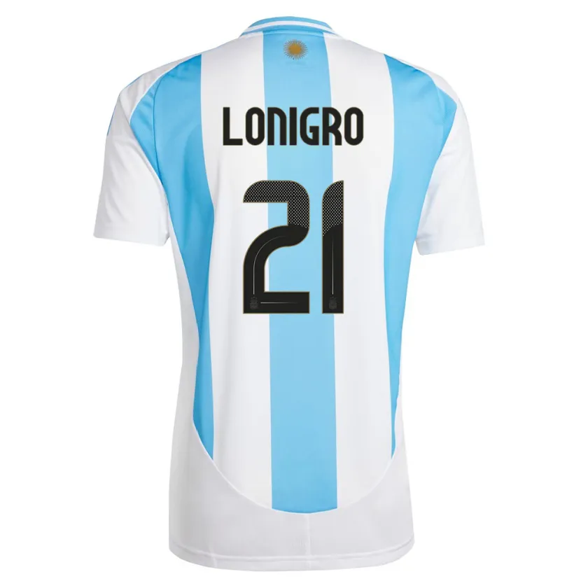 Danxen Hombre Camiseta Argentina Erica Lonigro #21 Blanco Azul 1ª Equipación 24-26 La Camisa