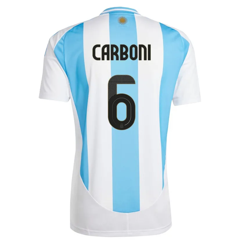 Danxen Hombre Camiseta Argentina Franco Carboni #6 Blanco Azul 1ª Equipación 24-26 La Camisa