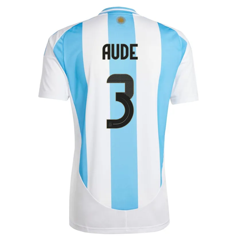 Danxen Hombre Camiseta Argentina Julian Aude #3 Blanco Azul 1ª Equipación 24-26 La Camisa