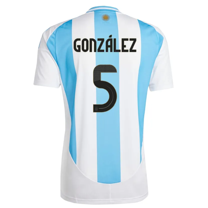 Danxen Hombre Camiseta Argentina Maximiliano Gonzalez #5 Blanco Azul 1ª Equipación 24-26 La Camisa