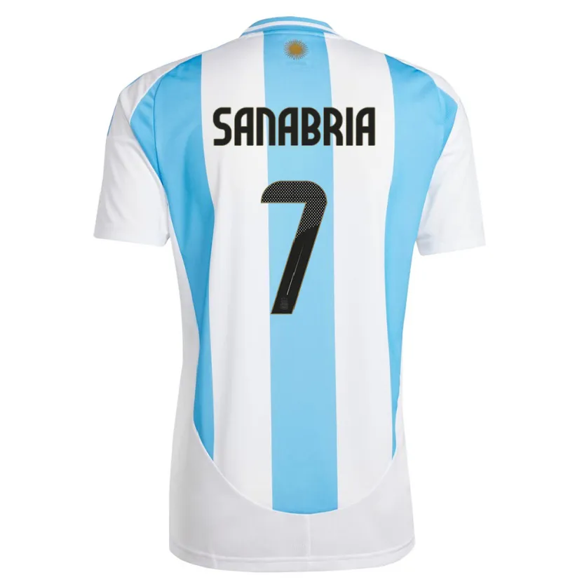 Danxen Hombre Camiseta Argentina Mateo Sanabria #7 Blanco Azul 1ª Equipación 24-26 La Camisa