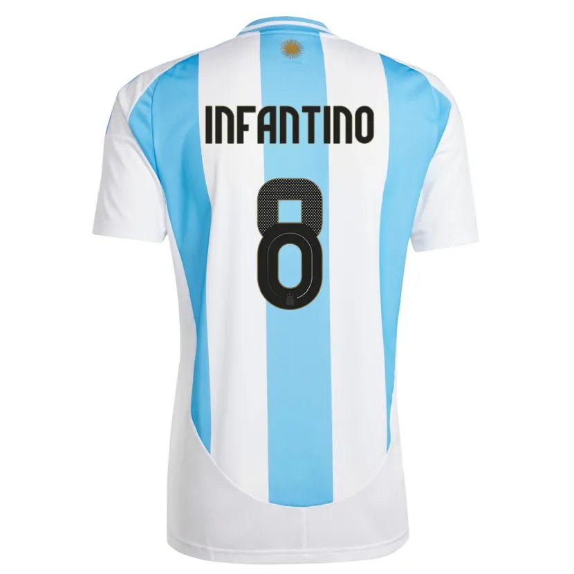 Danxen Hombre Camiseta Argentina Gino Infantino #8 Blanco Azul 1ª Equipación 24-26 La Camisa