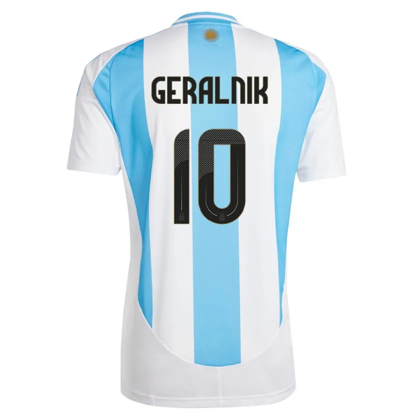 Danxen Hombre Camiseta Argentina Tiago Geralnik #10 Blanco Azul 1ª Equipación 24-26 La Camisa