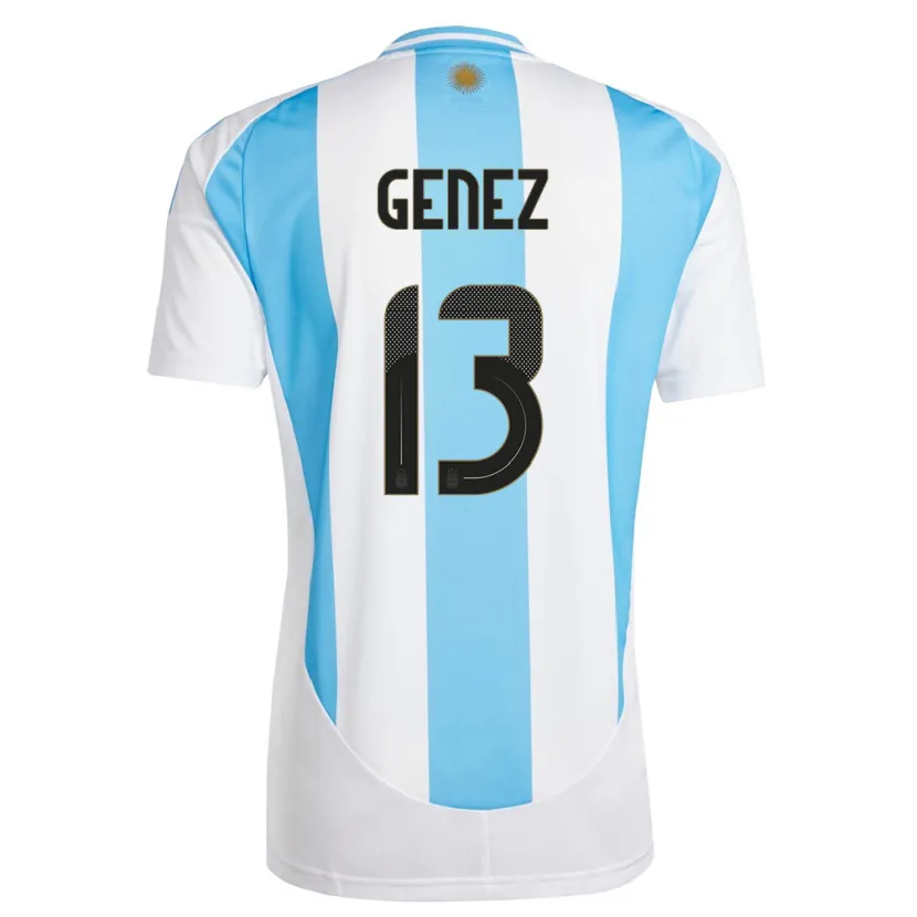 Danxen Hombre Camiseta Argentina Nahuel Genez #13 Blanco Azul 1ª Equipación 24-26 La Camisa