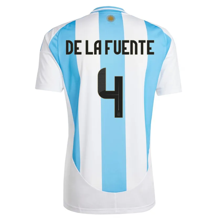 Danxen Hombre Camiseta Argentina Hernan De La Fuente #4 Blanco Azul 1ª Equipación 24-26 La Camisa