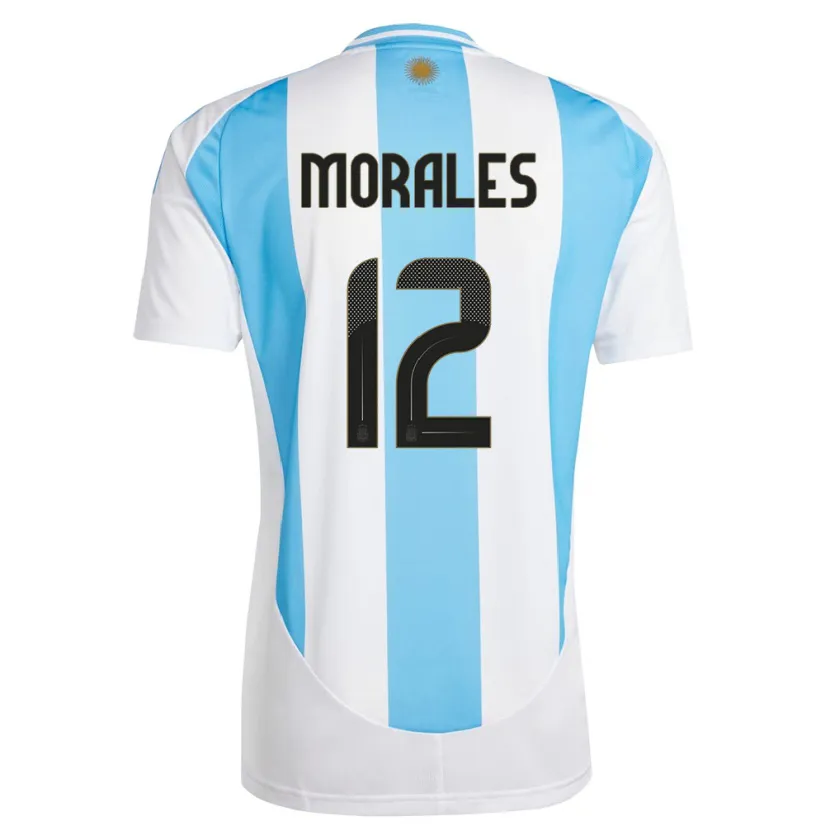 Danxen Hombre Camiseta Argentina Lautaro Morales #12 Blanco Azul 1ª Equipación 24-26 La Camisa